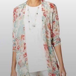Cardigan Duster - J.Jill Linen Blend, Floral Print, Size: XS
